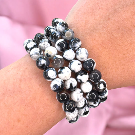 Orca Agate 8mm Bead Bracelett