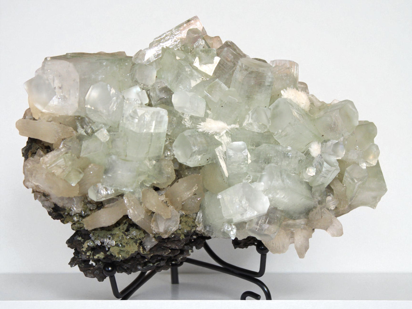 Sea Foam Green Apophyllite with Peach Silbite and Mordenite Specimen