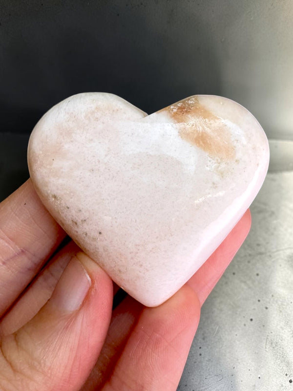 Peach Stilbite with Scolecite Heart Carving ~ India