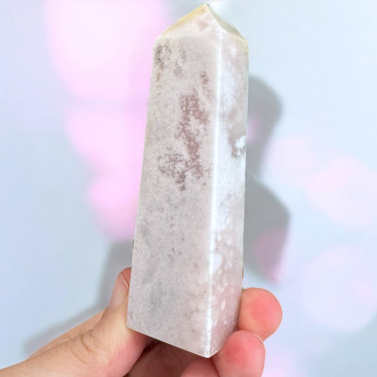 Flower Agate And Pink Amethyst Point (by)