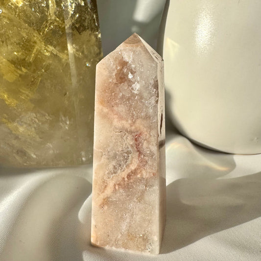 Pink Amethyst and Flower Agate Point (FF) 7.5cm