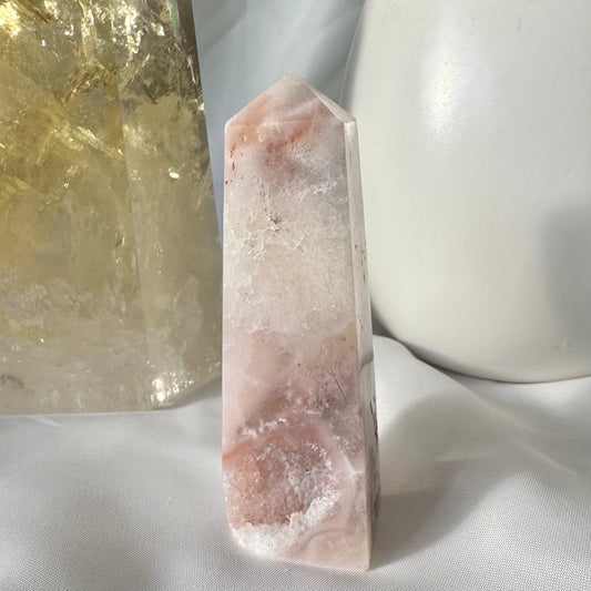 Pink Amethyst and Flower Agate Point (P) 7.5cm