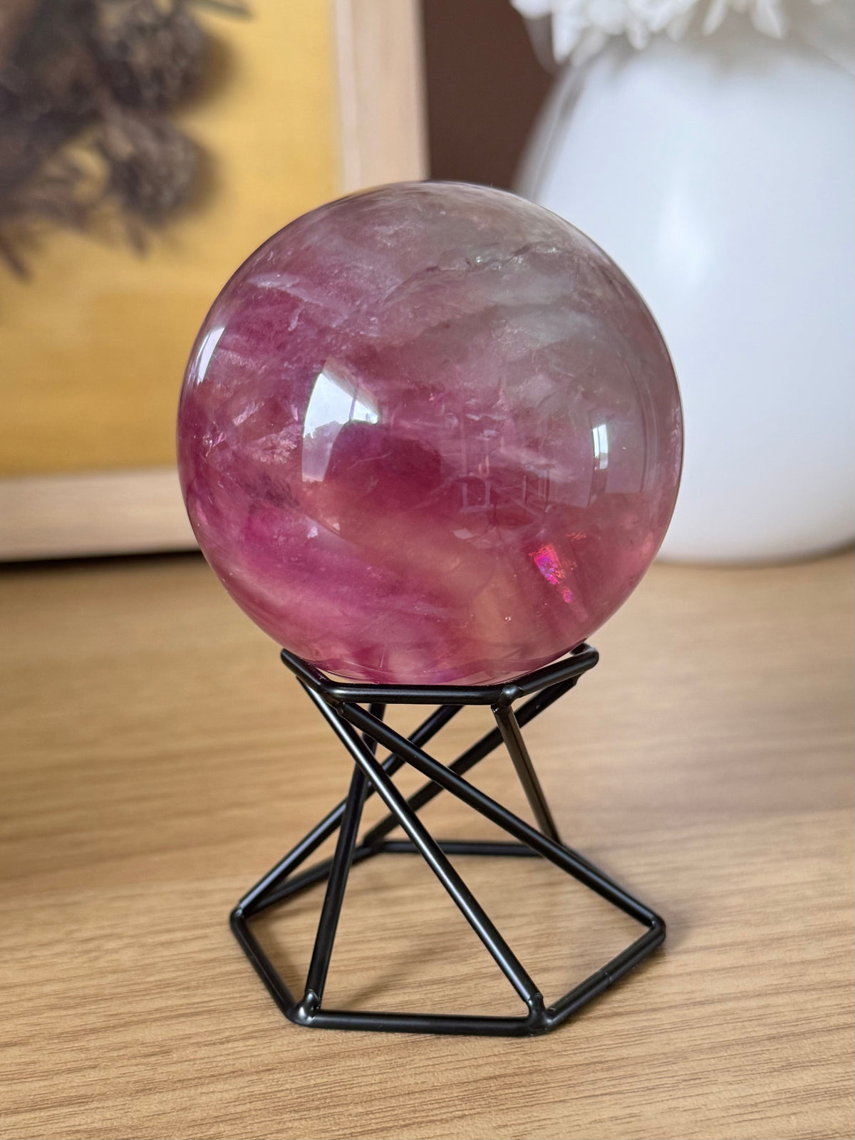 Watermelon Fluorite Sphere
