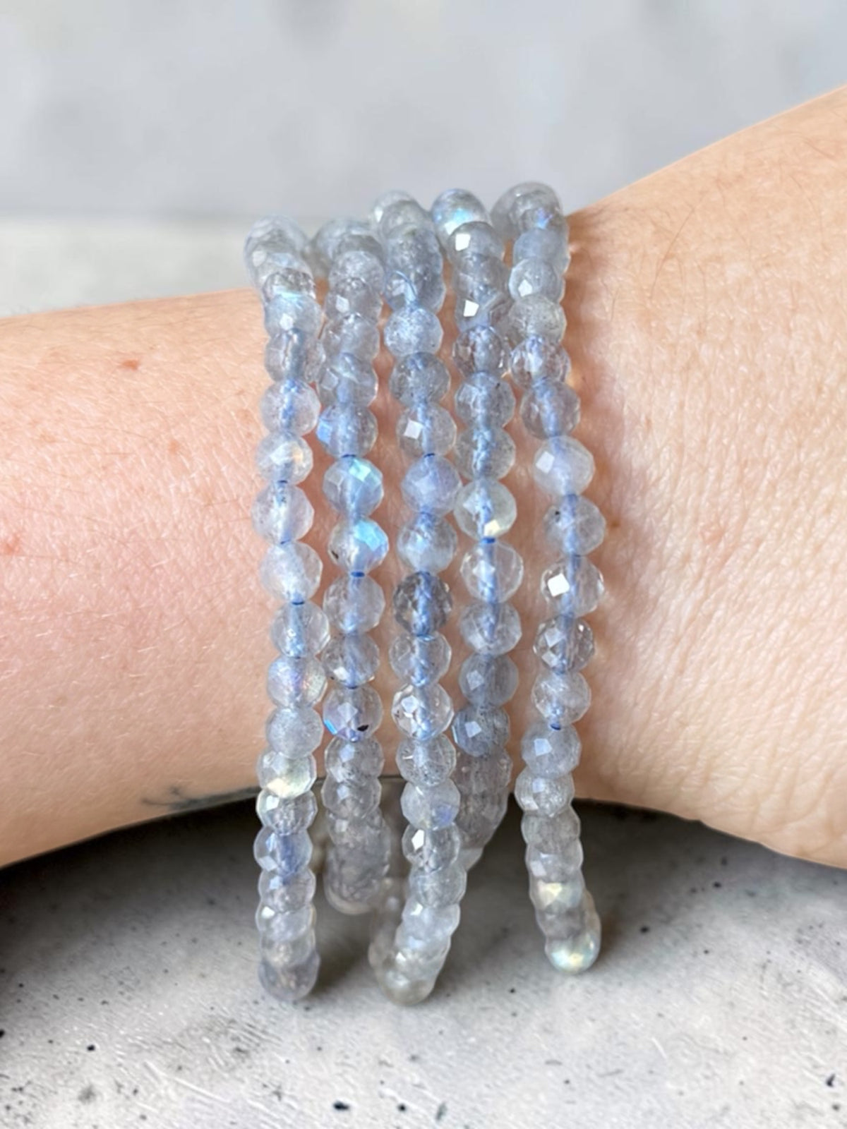 Gem Labradorite Faceted Bead Bracelets
