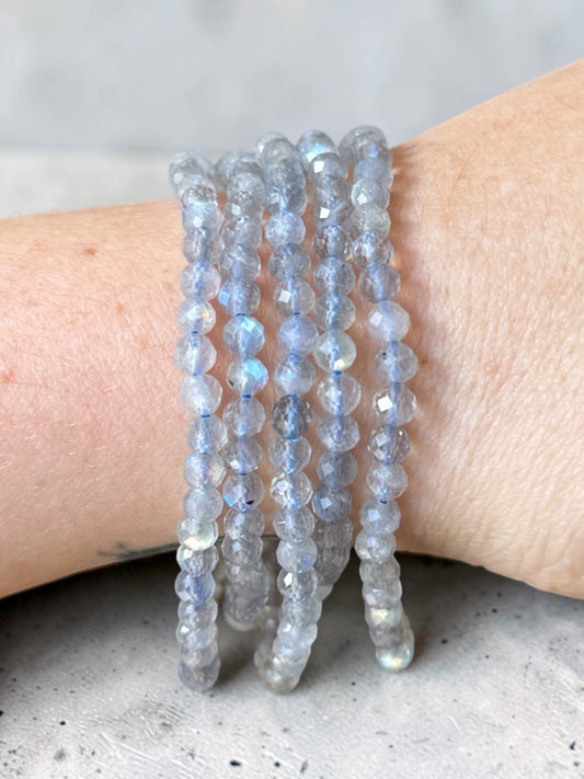 Gem Labradorite Faceted Bead Bracelets