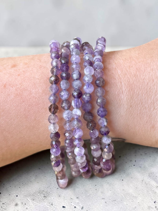 Chevron Amethyst Faceted Bead Bracelets