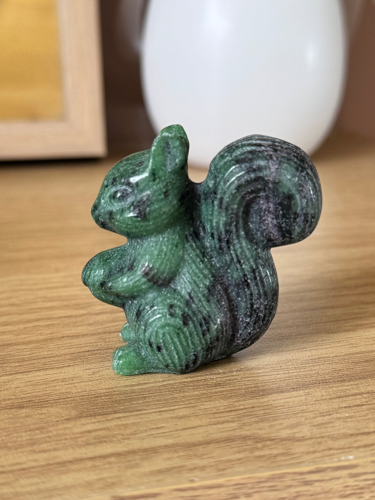 Ruby and Zoisite Squirrel Carving