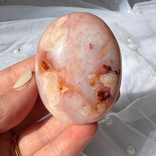 Carnelian and Flower Agate Palmstone