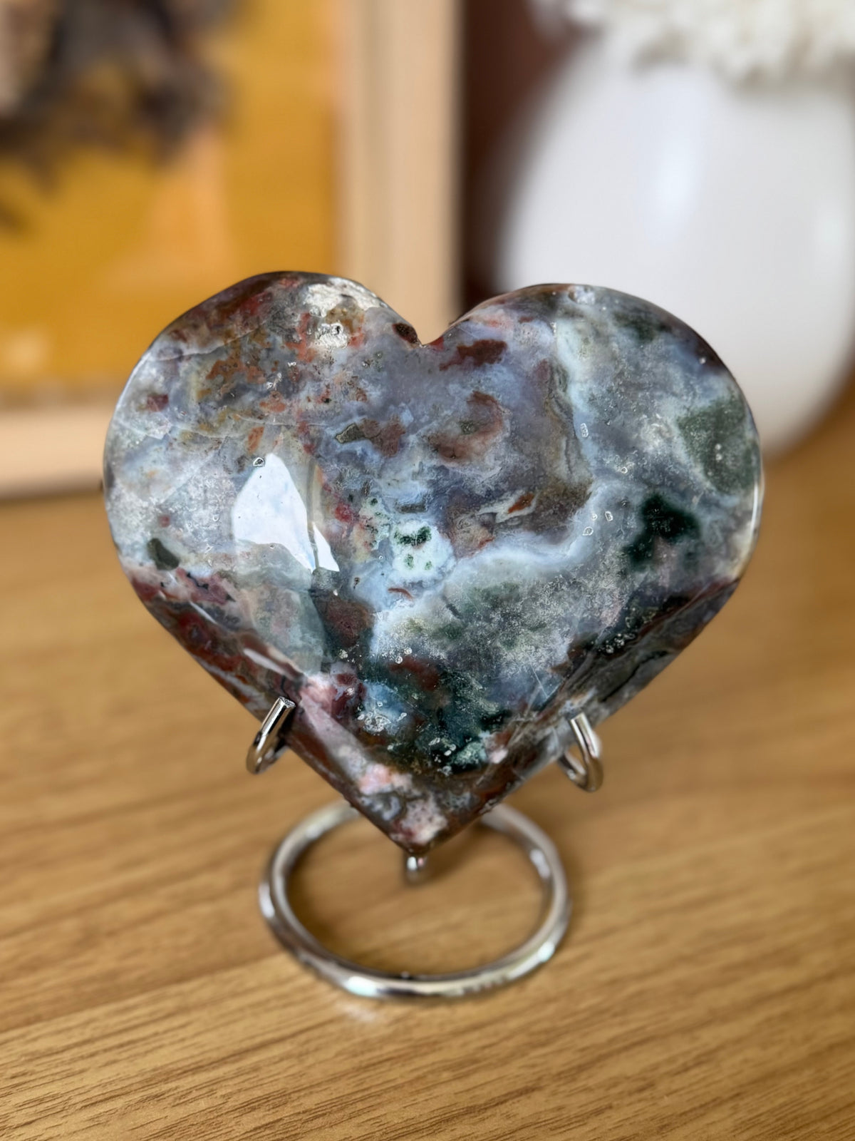 Sea Jasper Heart Carving
