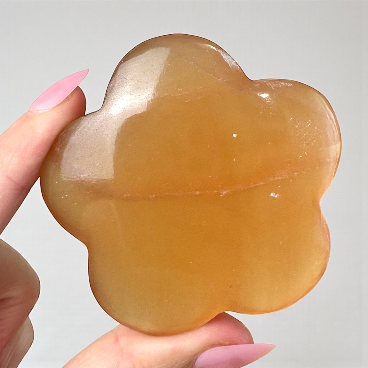 Honey Calcite Daisy Carving