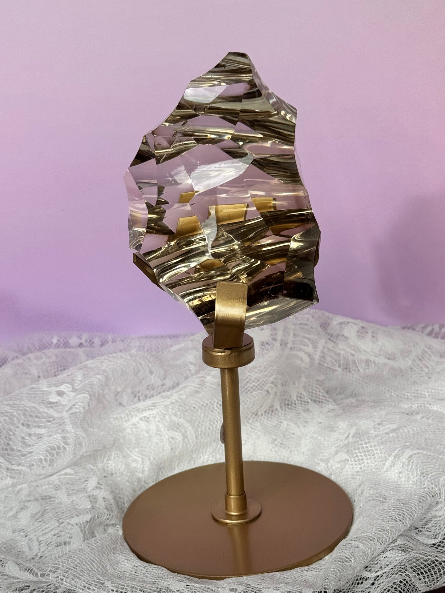 Sculpted HQ Smokey Quartz on Stand