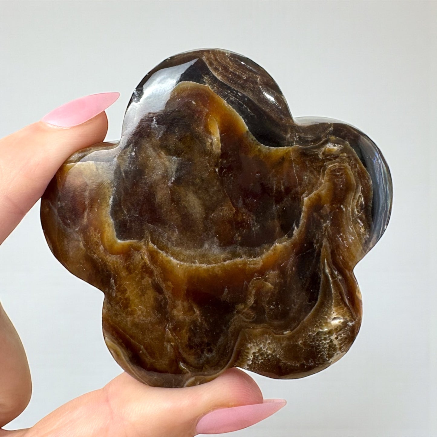 Chocolate Calcite Daisy Carving