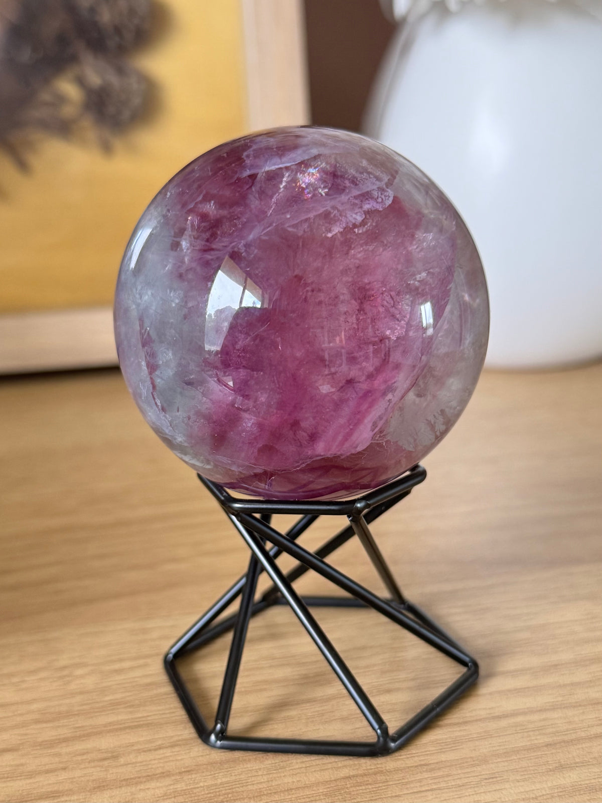 Watermelon Fluorite Sphere