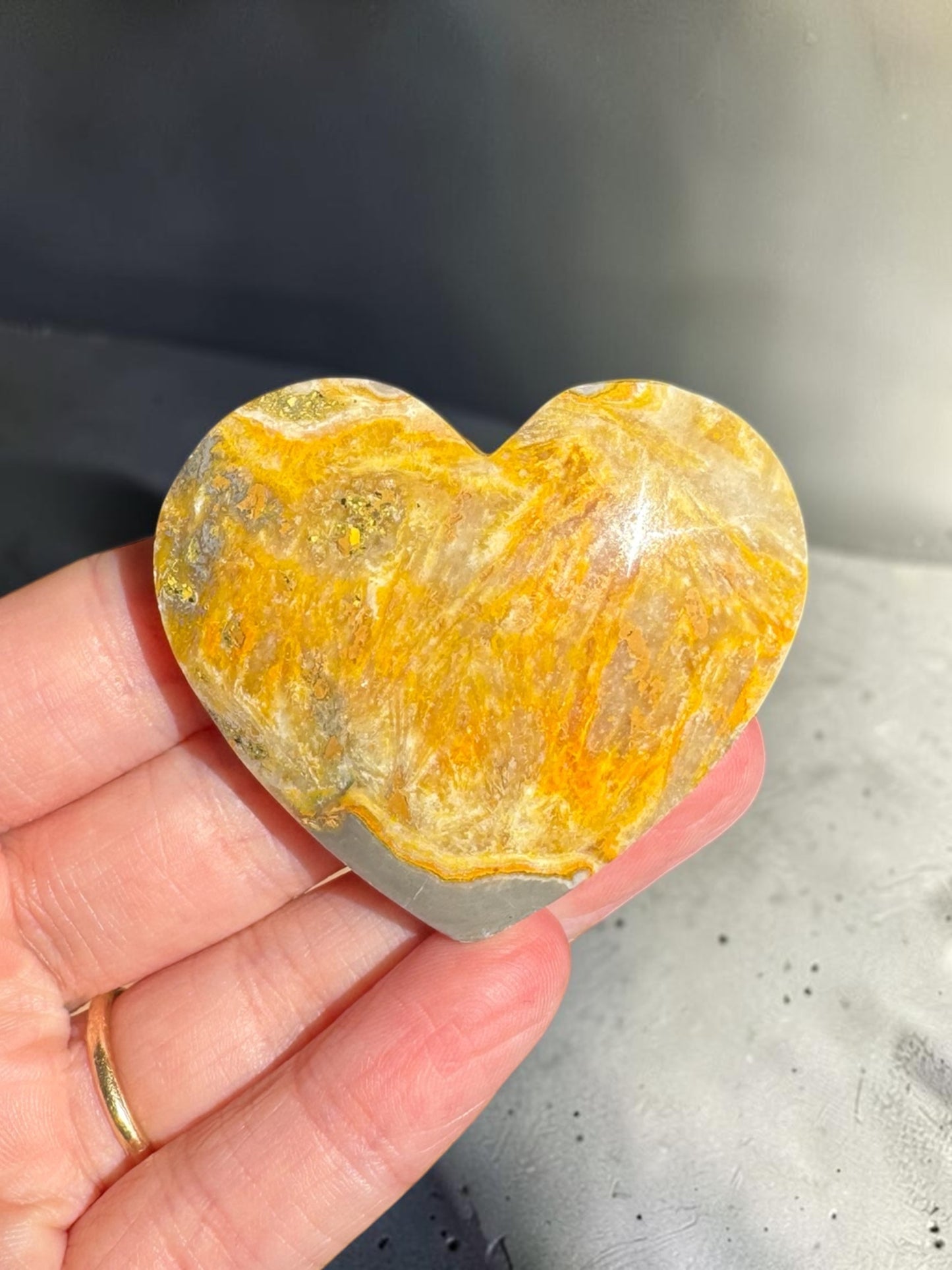 Bumblebee Jasper Heart Carving