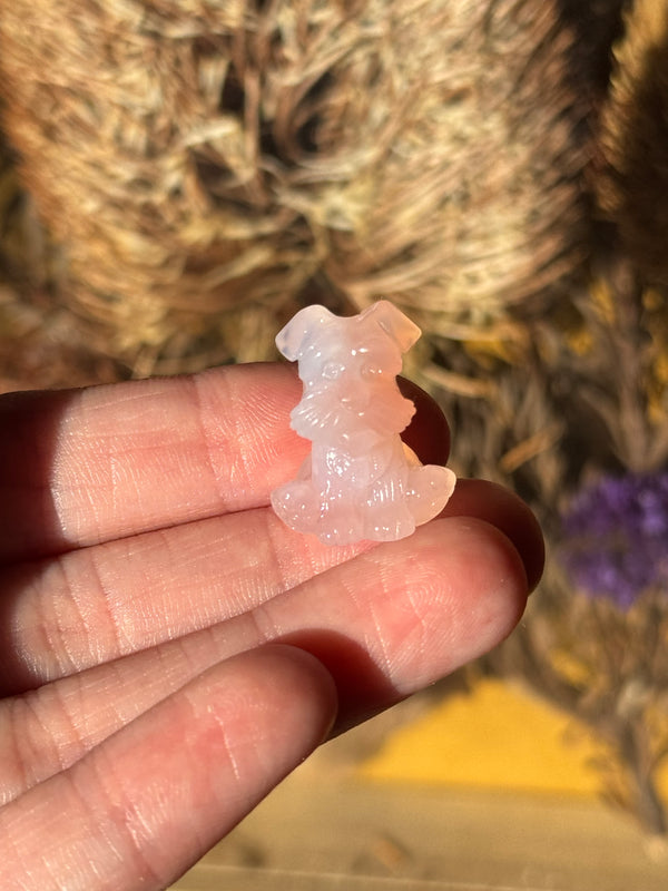 Alashan Agate Mini Dog Carving
