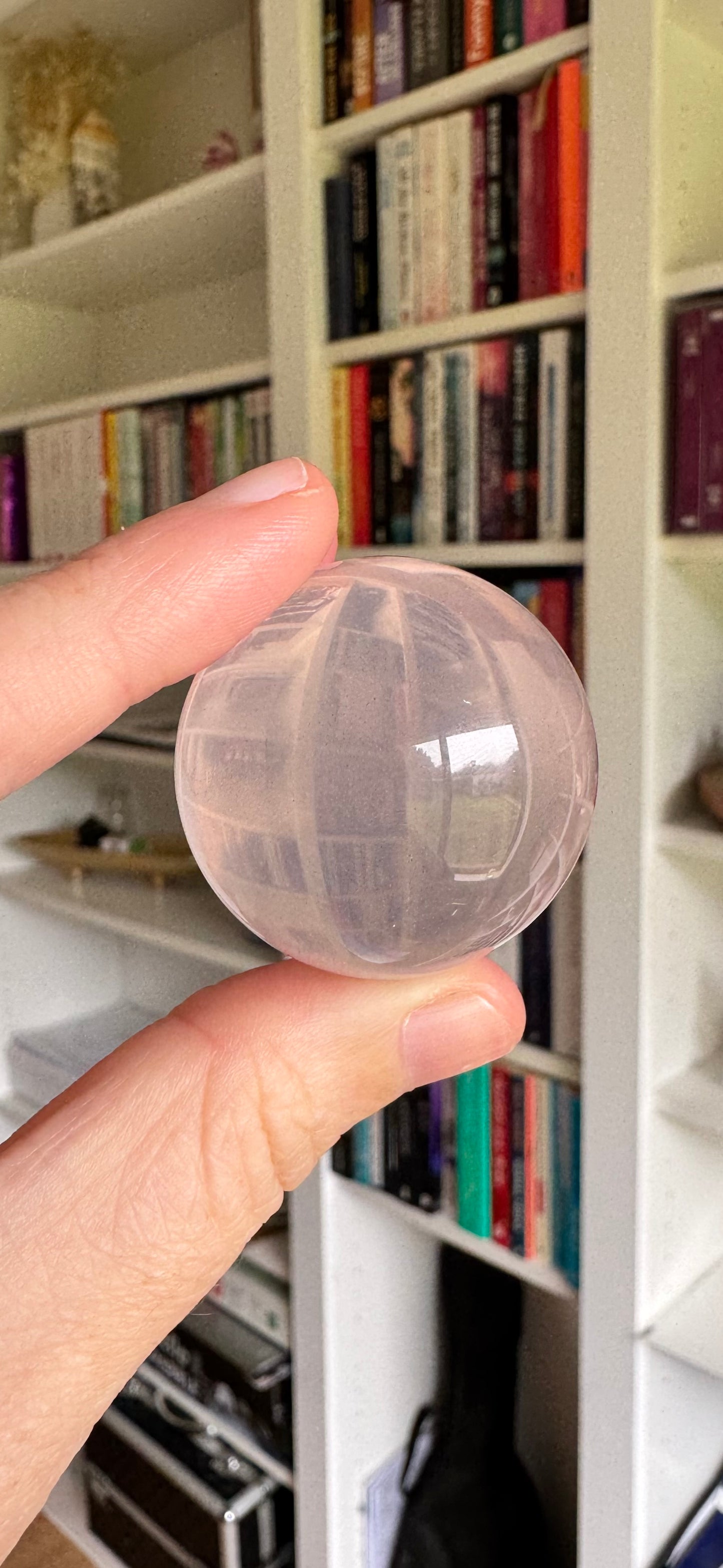 HQ Blush Milky Water Rose Quartz Sphere with Asterim