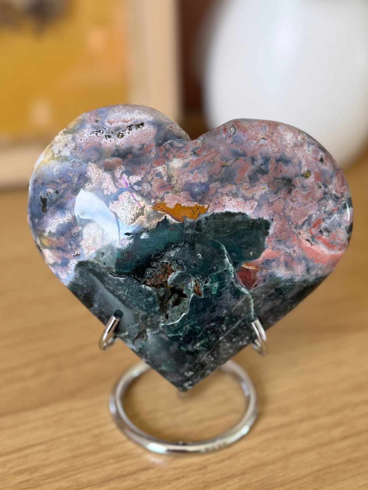 Sea Jasper Heart Carving