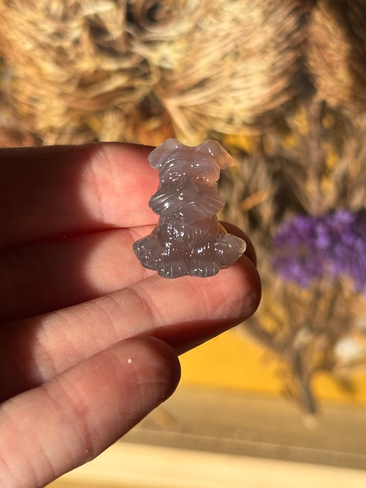 Alashan Agate Mini Dog Carving