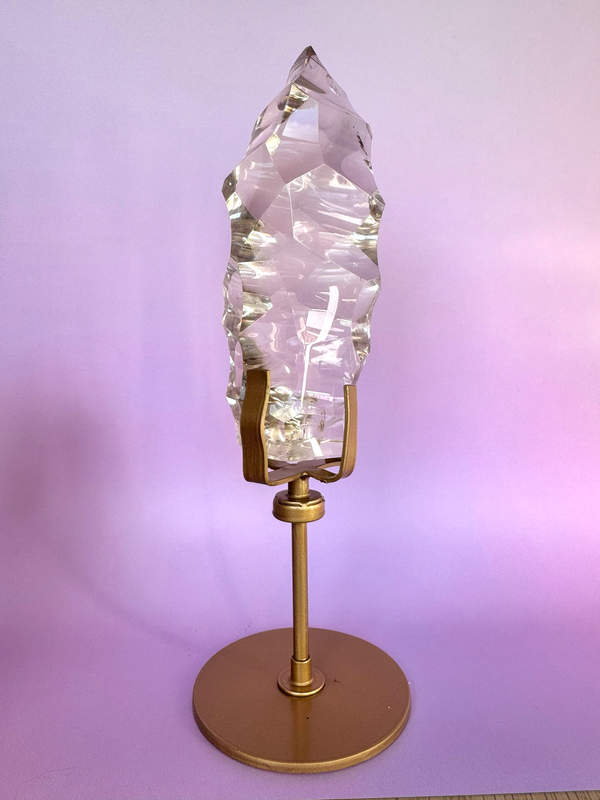 Sculpted HQ Clear Quartz on Stand