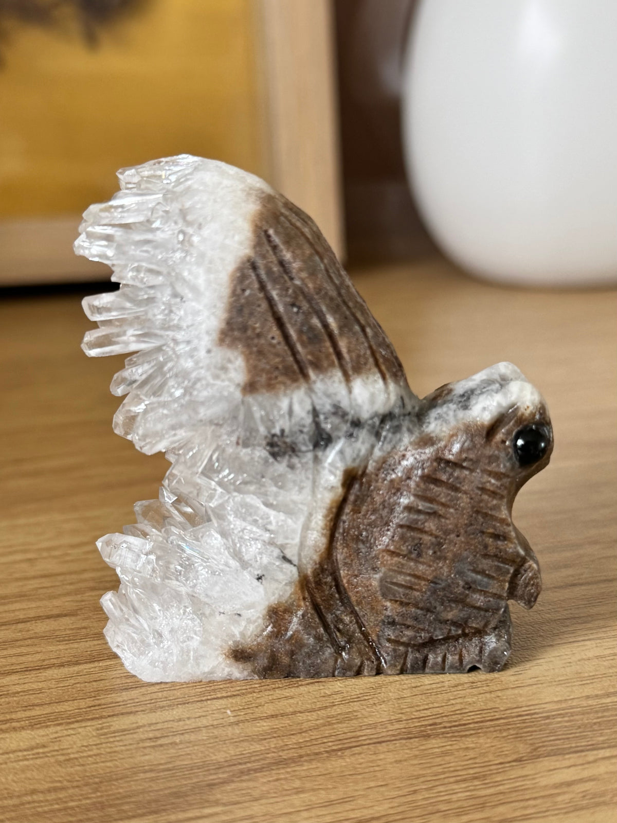 Quartz Cluster Squirrel Carving