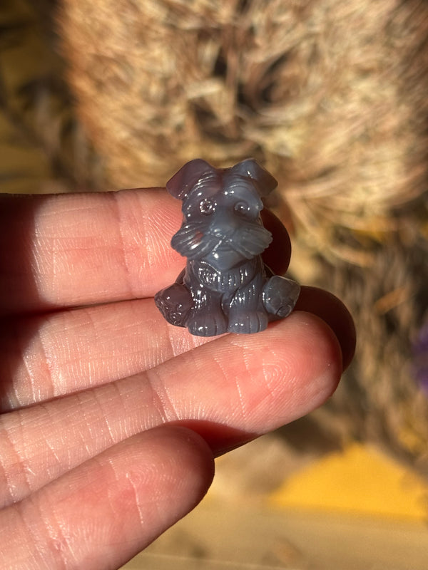 Alashan Agate Mini Dog Carving