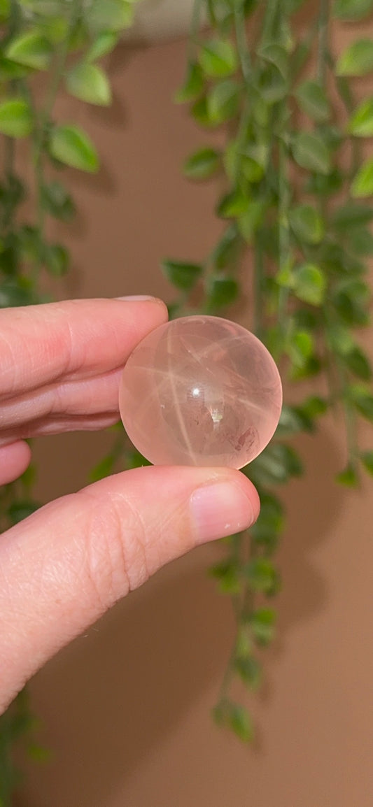 HQ Soft Burnt Rose Water Rose Quartz Sphere with Asterism