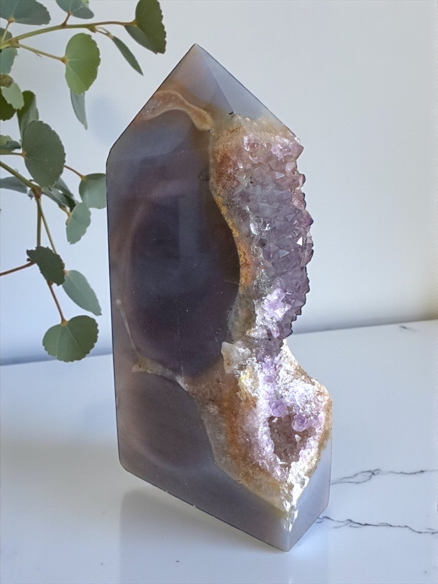 Druzy Agate and Amethyst Tower 12.5cm