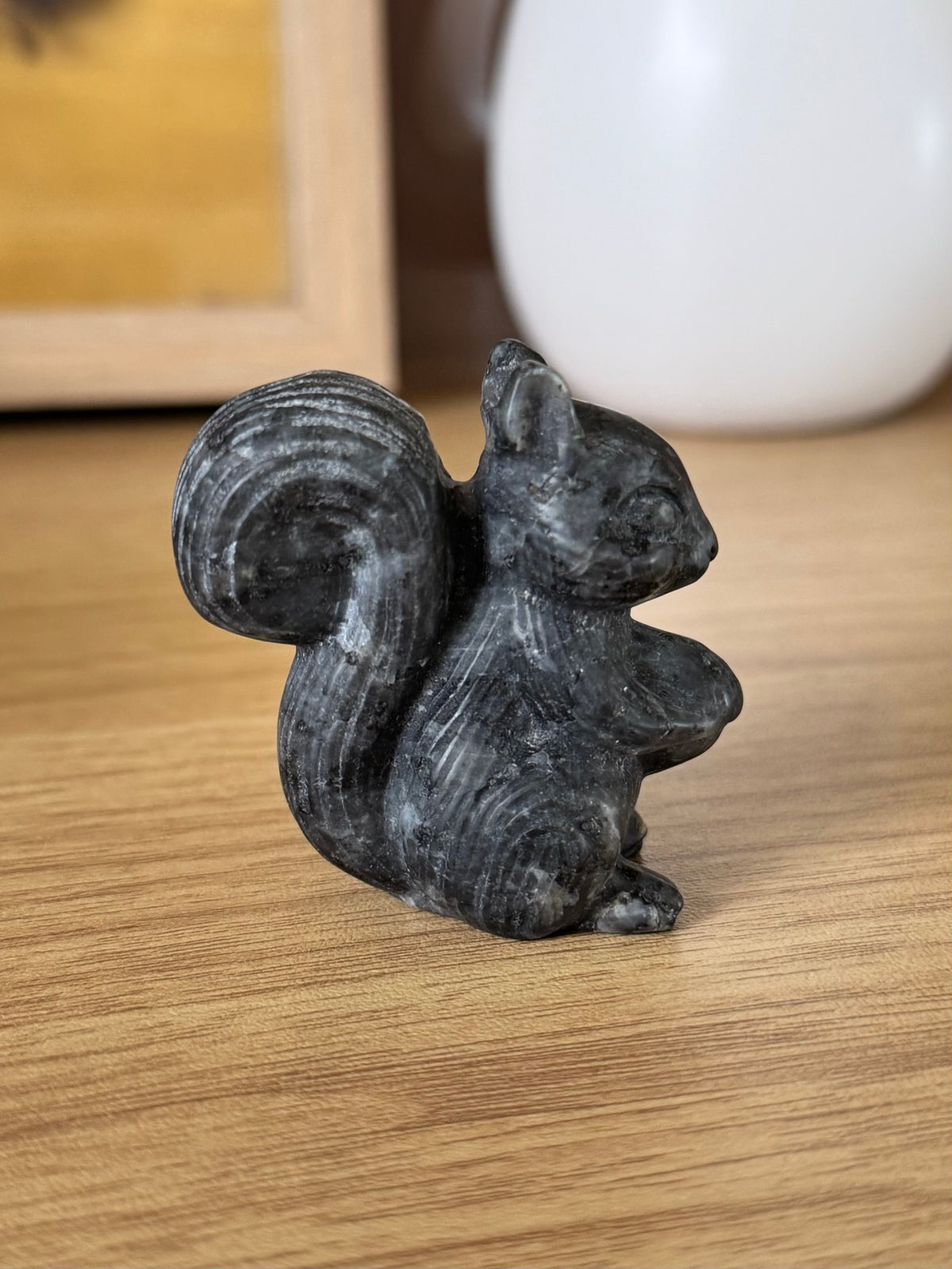 Larvikite Squirrel Carving