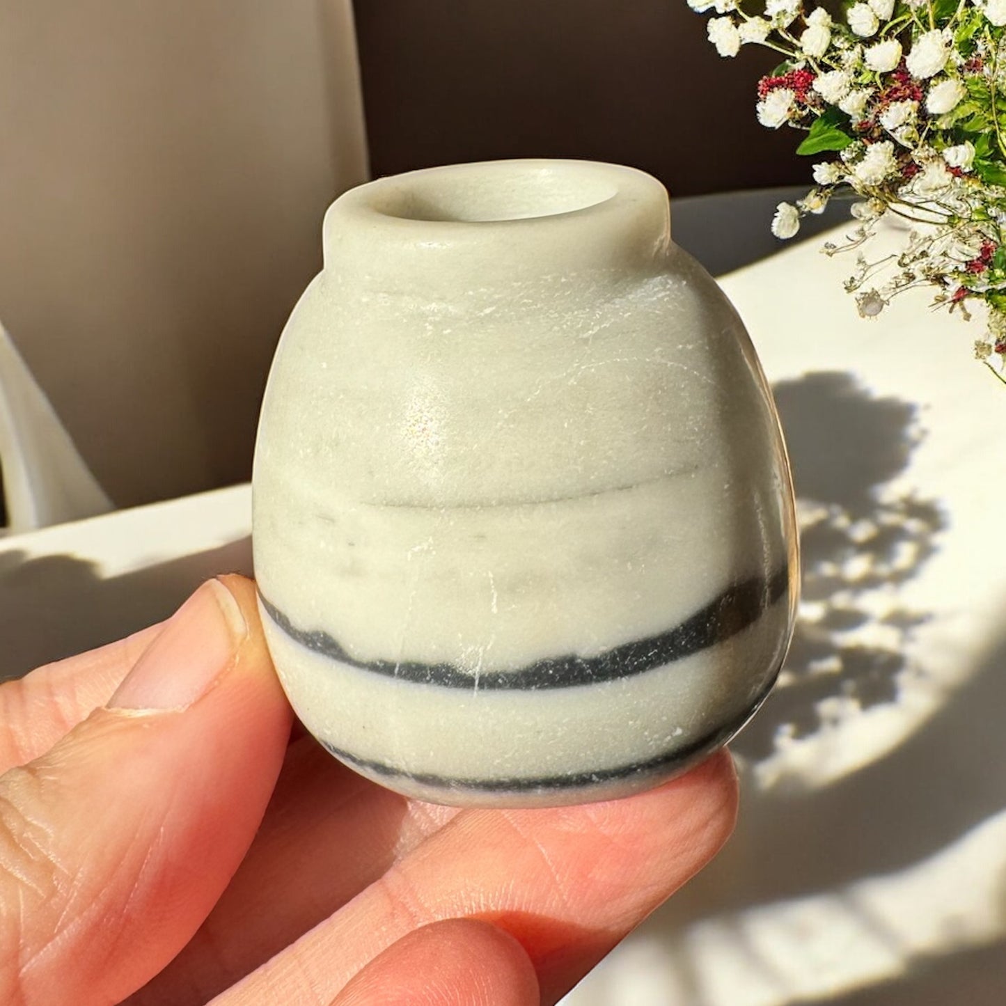 Tai Chi Jasper Mini Vase Carving