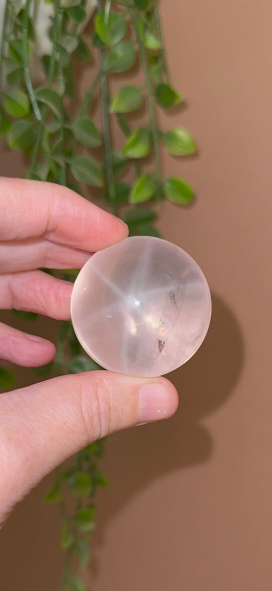 HQ Water Rose Quartz Sphere with Asterism