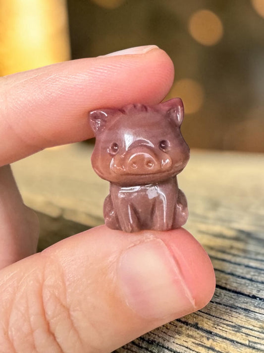 Alashan Agate Mini Boar Carving