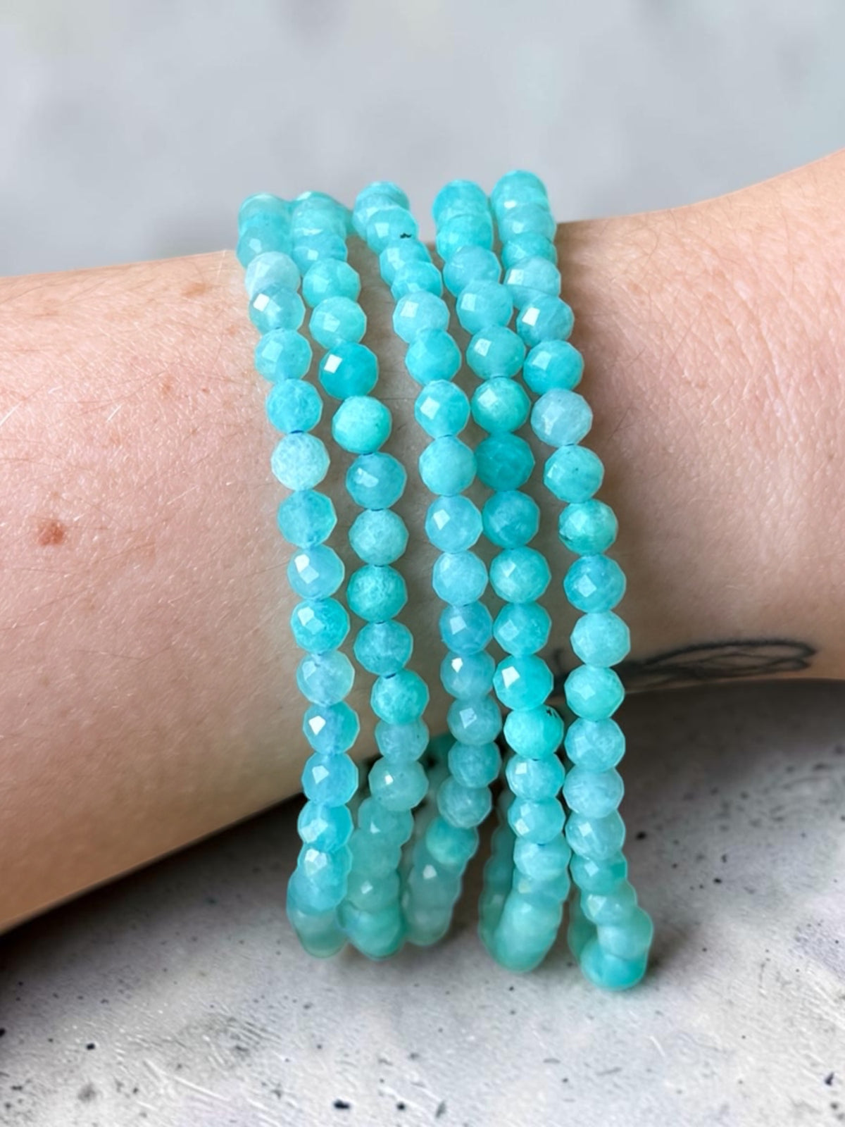 Gem Amazonite faceted Bead Bracelets