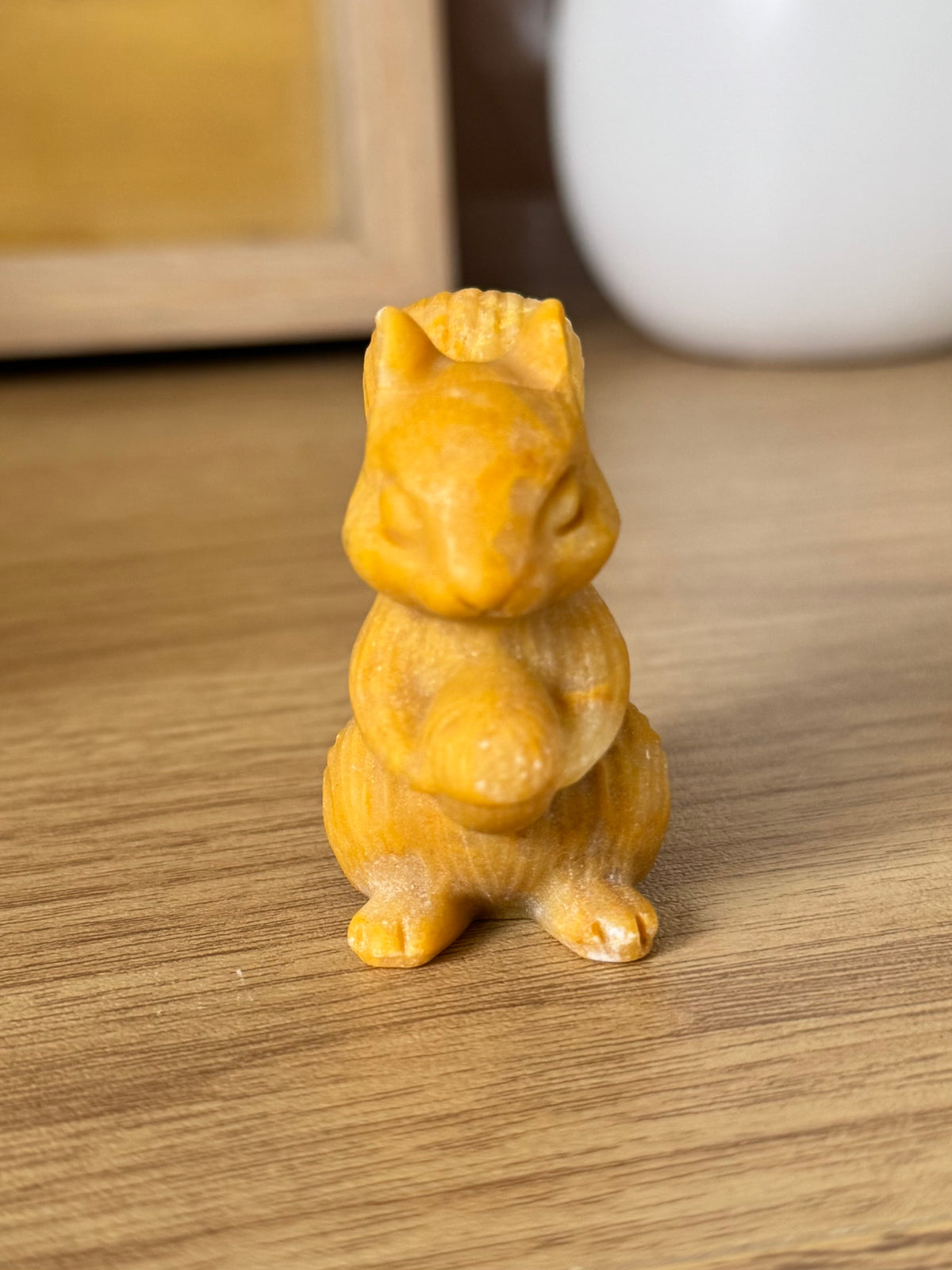 Yellow Jasper Squirrel Carving
