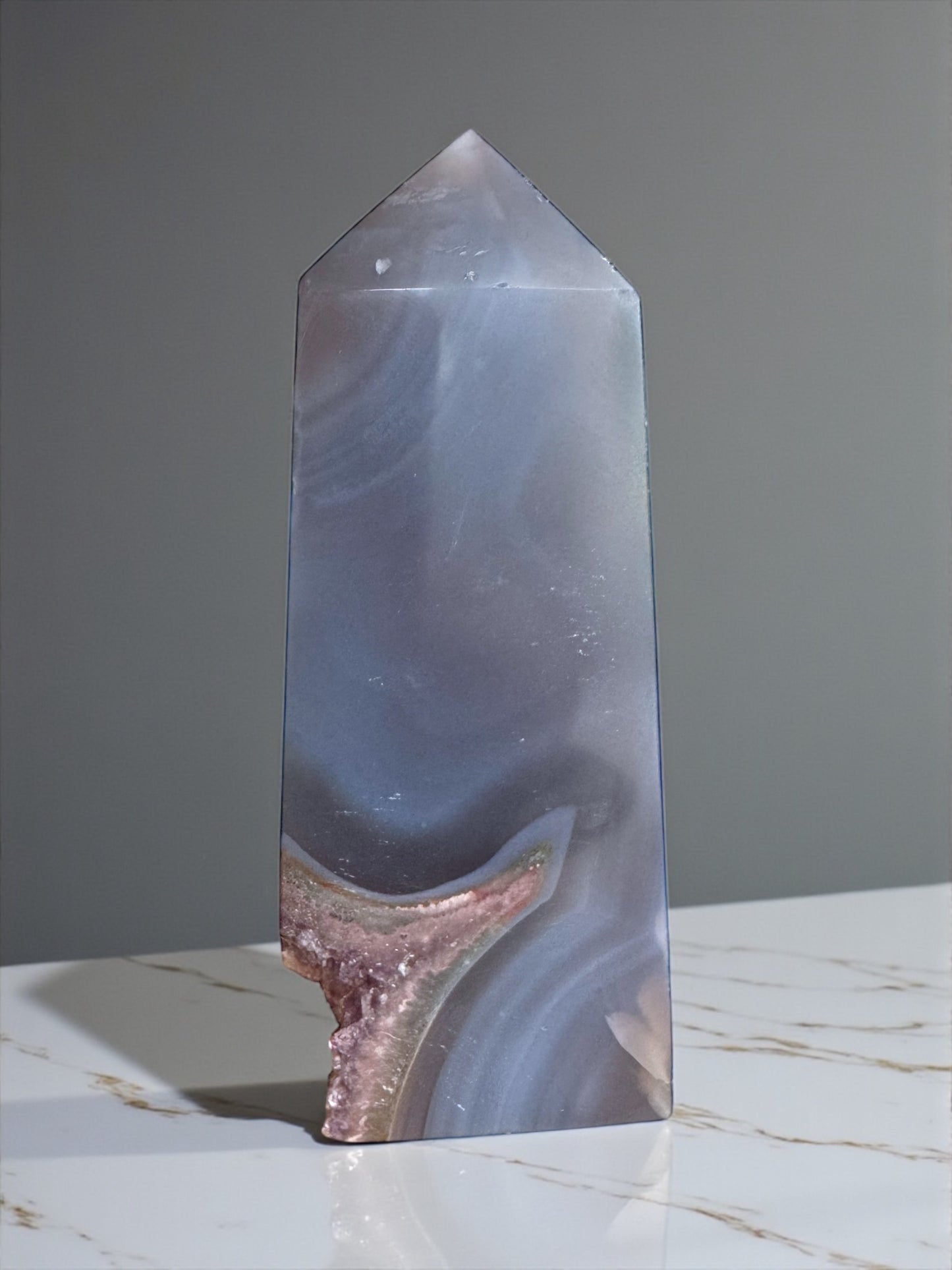 Druzy Agate and Amethyst Tower 11.5cm