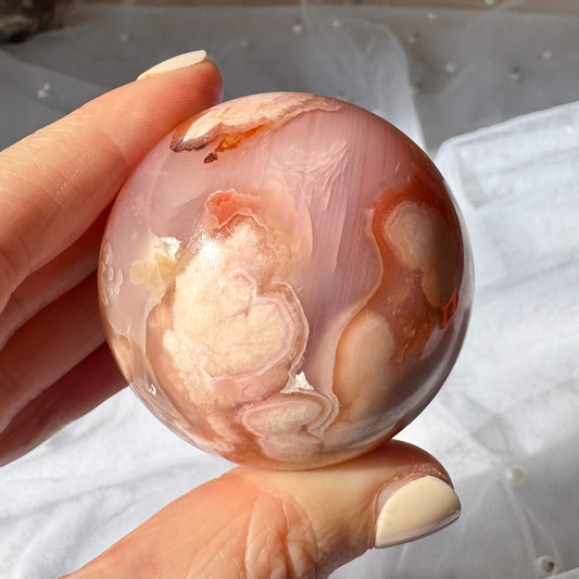 Carnelian and Flower Agate Sphere