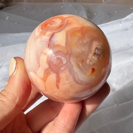 Carnelian and Flower Agate Sphere