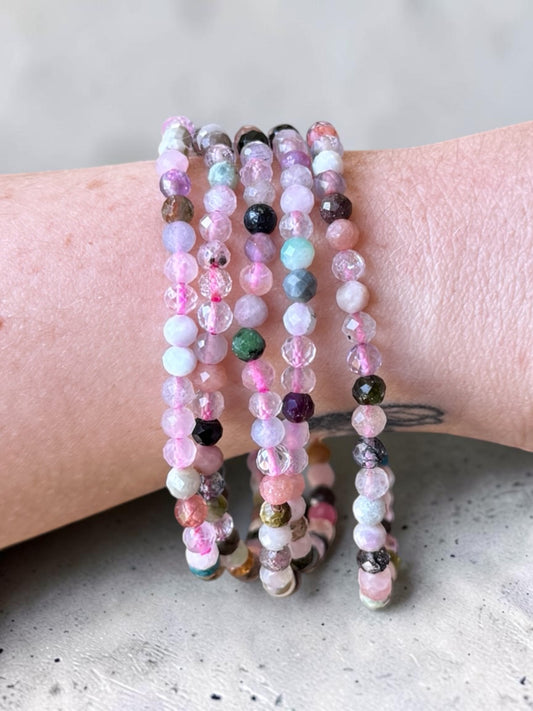 Mixed Material Faceted Bead Bracelets