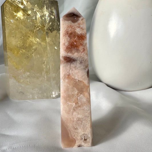 Pink Amethyst and Flower Agate Point (DD) 9cm