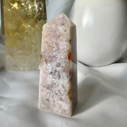 Pink Amethyst and Flower Agate Point (BB) 8.5cm
