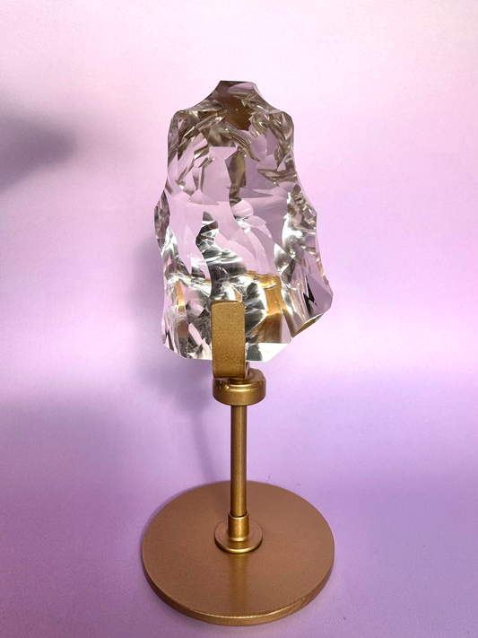 Sculpted HQ Clear Quartz on Stand