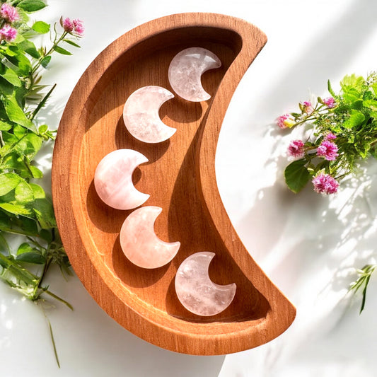 Rose Quartz Moon Carvings