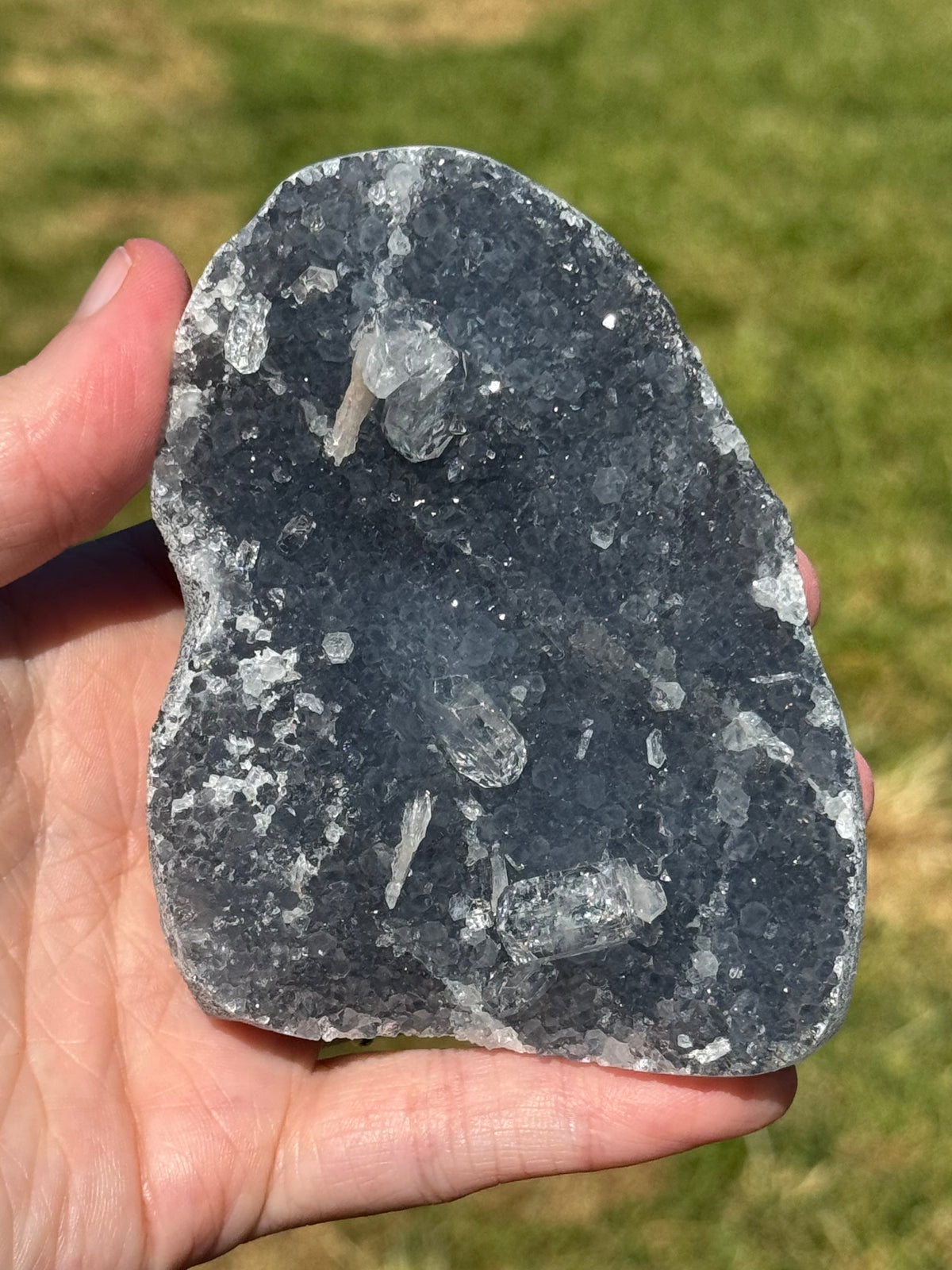 Blue Chalcedony with Apophyllite and Peach Stilbite Cluster