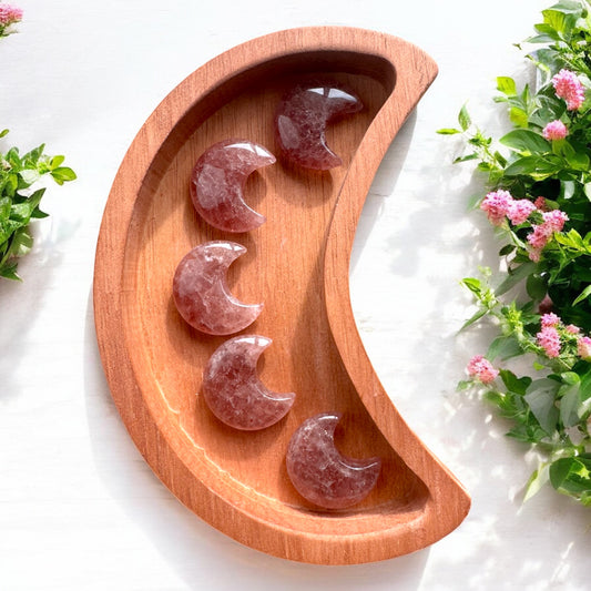 Strawberry Quartz Moon Carvings