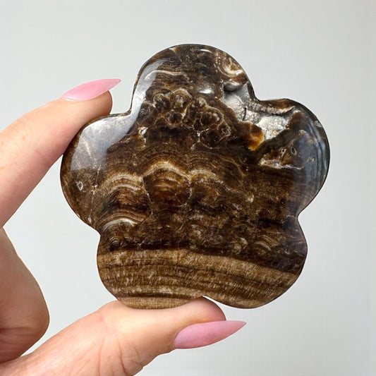 Chocolate Calcite Daisy Carving