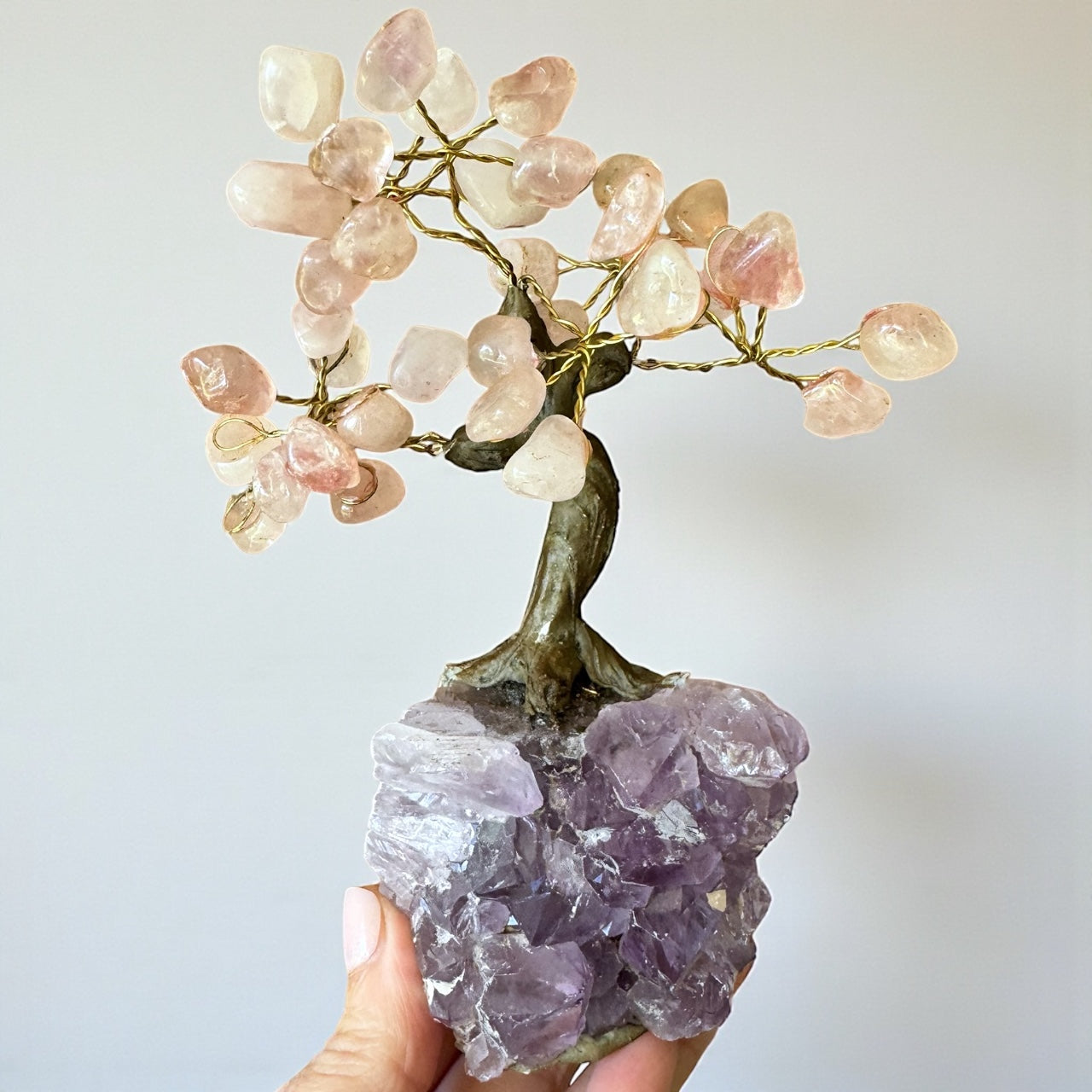 Rose Quartz and Amethyst Chip Tree