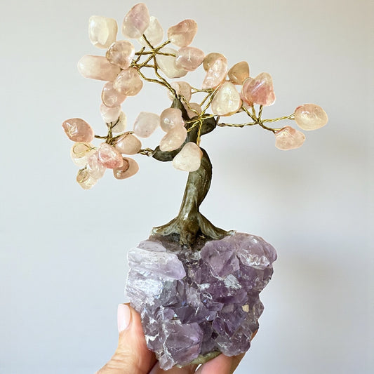 Rose Quartz and Amethyst Chip Tree