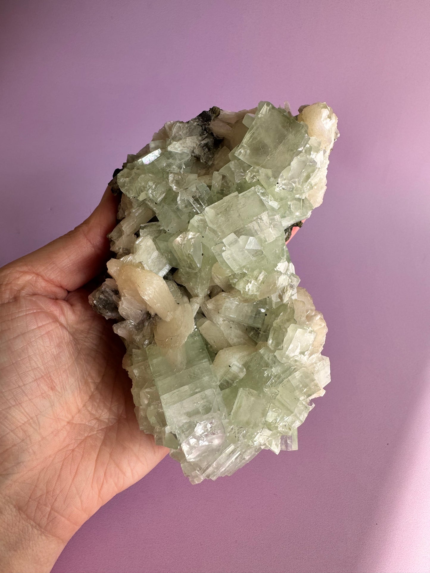 Sea Foam Green Apophyllite with Peach Silbite Specimen