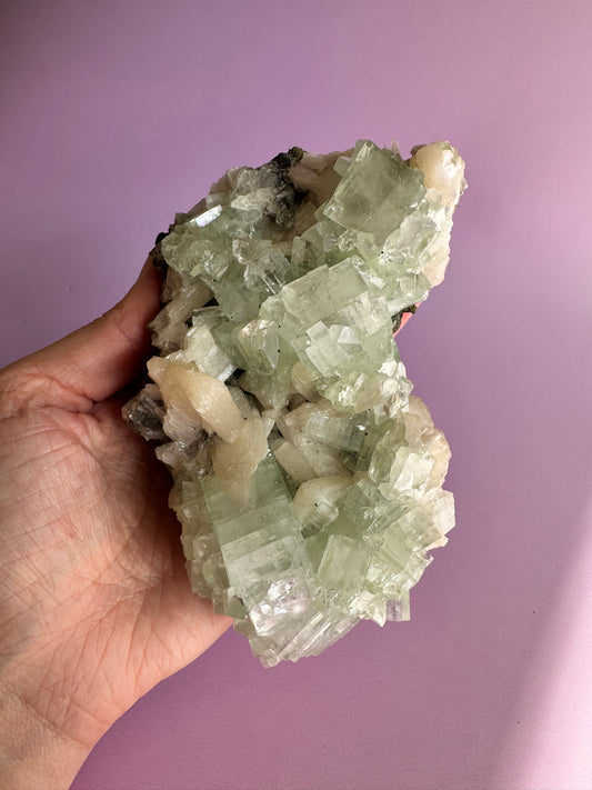 Sea Foam Green Apophyllite with Peach Silbite Specimen