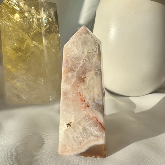 Pink Amethyst and Flower Agate Point (Y) 8.5cm