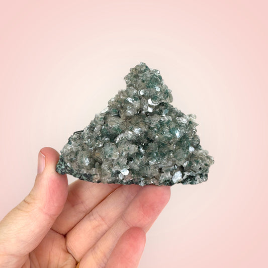 Green Chalcedony Cluster/Specimen Cutbase with Mica